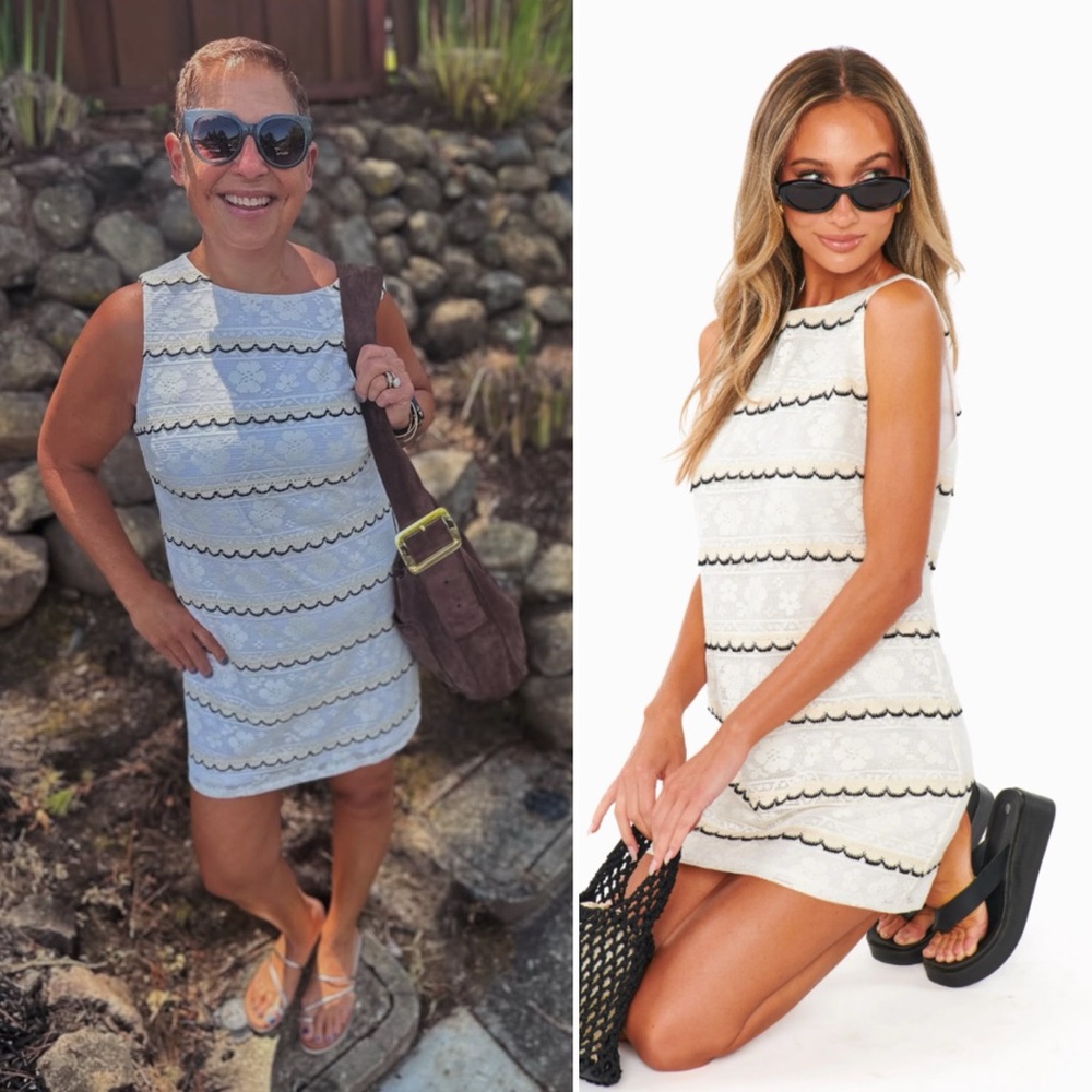 NEW Show Me Your Mumu Cynthia Mini Dress in French Vanilla Lace Scallop Medium - Picture 2 of 11